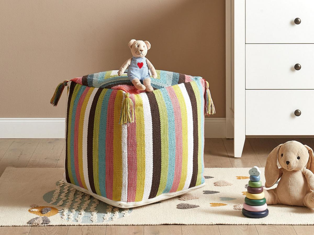 POUF Bunt Moneasa - Multicolor, Naturmaterialien (45/45/45cm) - Beliani