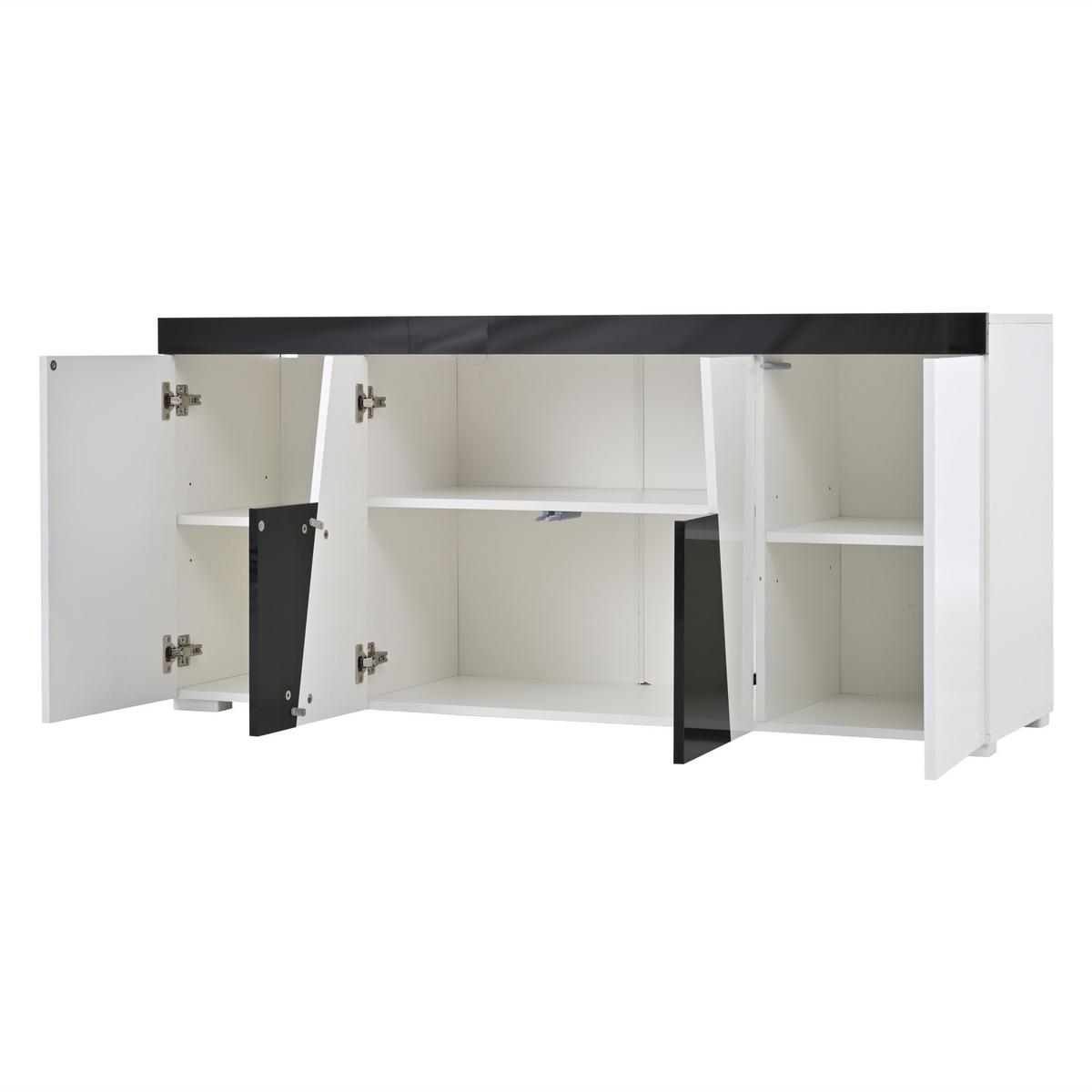 SIDEBOARD in Weiß & Schwarz mit App-LED-Lichtleiste - Weiß, Holzwerkstoff (140/65/40cm) - Urban Meuble