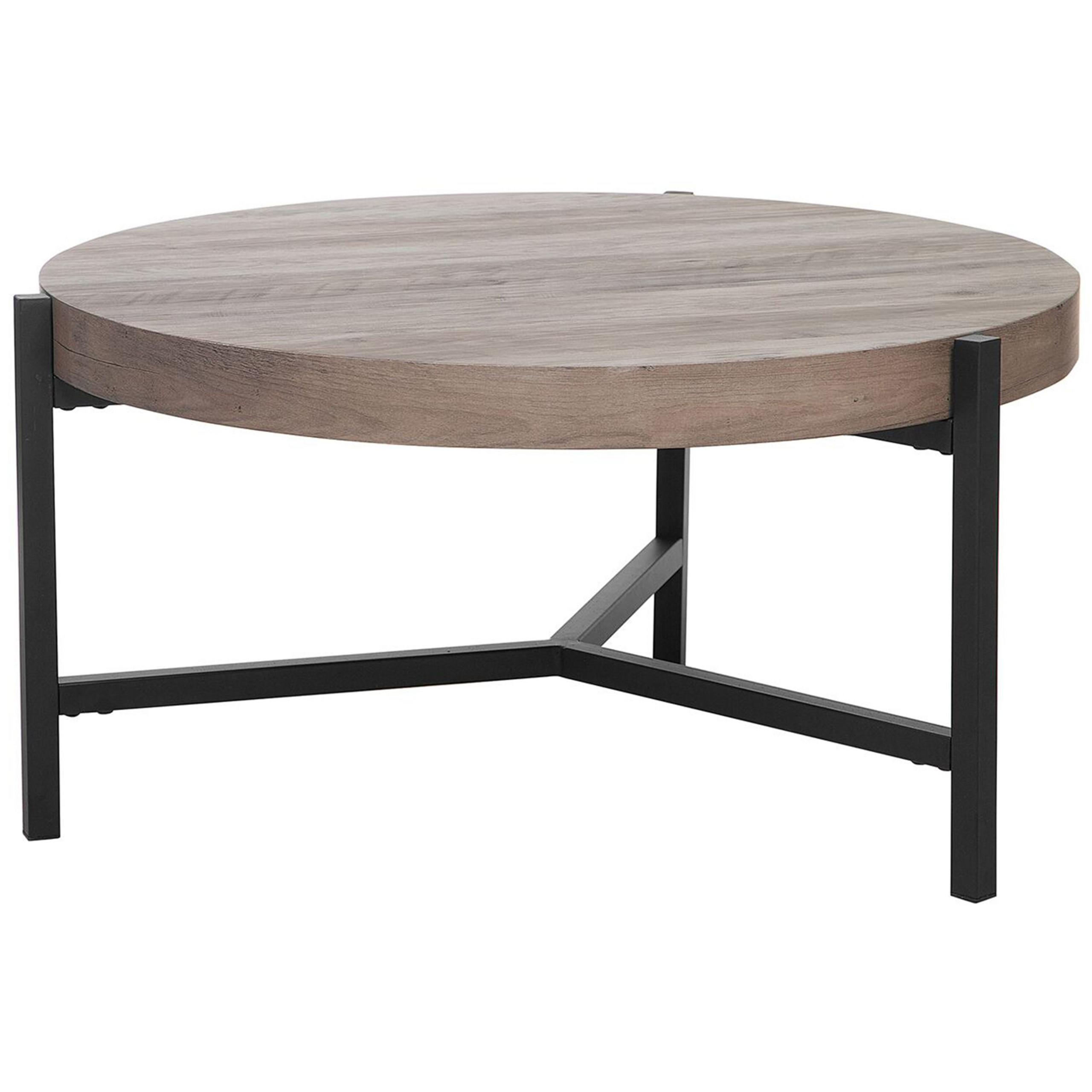 COUCHTISCH heller Holzfarbton 70 cm Bonita - Hellbraun/Schwarz, Holzwerkstoff (70/70/42cm) - Beliani