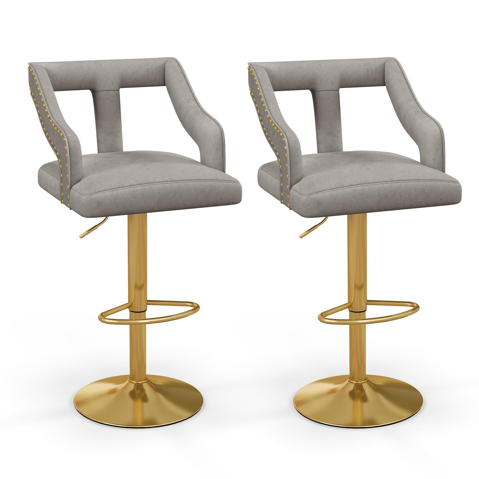 BARHOCKER Grau(2er-Set) - Grau, Metall (50/111/47cm) - COSTWAY