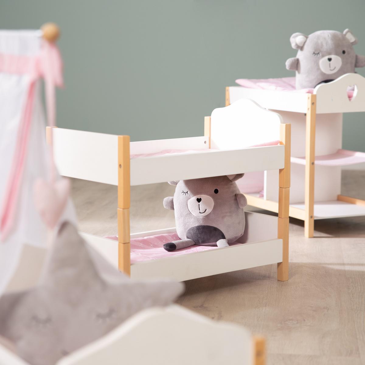 PUPPENETAGENBETT Scarlett - Weiß, Holzwerkstoff (30/45/52cm) - Roba