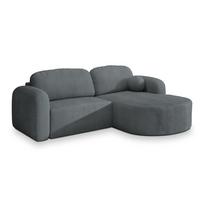 ECKSOFA AMILIA P R-S Grau Kordstoff mit Schlaffunktion - Grau, Holz (263/174cm) - MASSENO