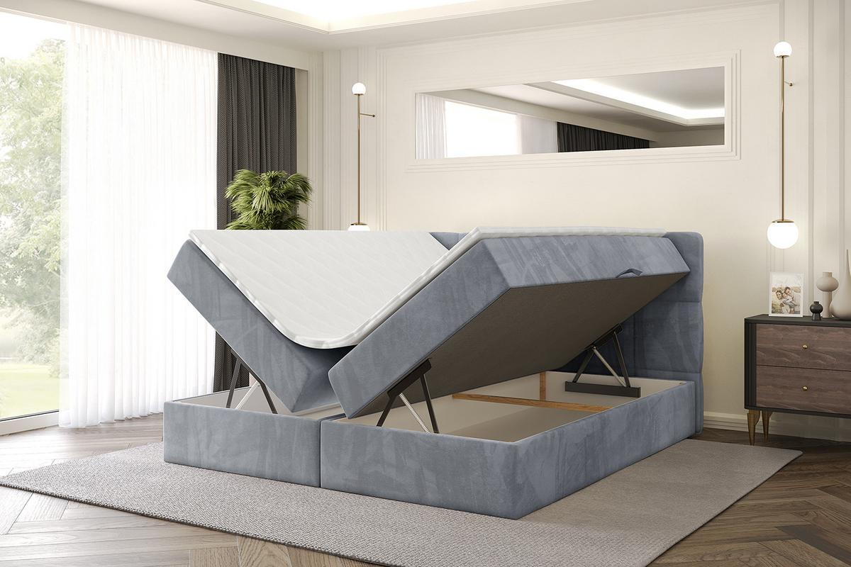 BOXBETT mit Matratze H4 und Lattenrost - LIRO - 200x200 - Grau Casablanca - Grau, Holzwerkstoff/Kunststoff (200/200cm) - ALTDECOR