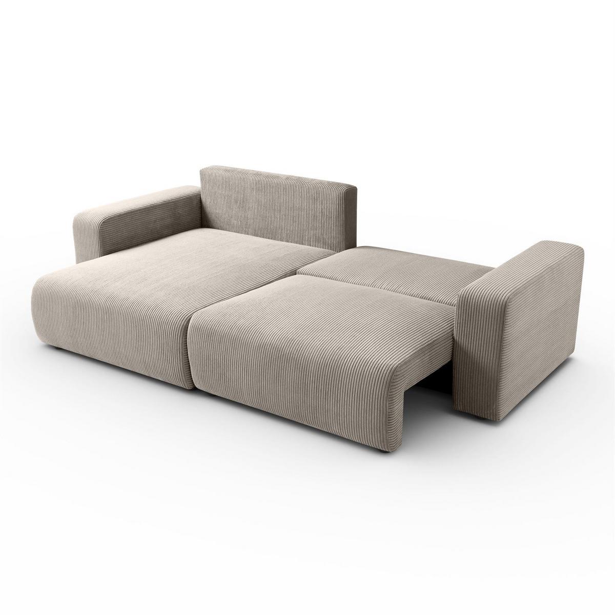 ECKSOFA OPERA L-Form mit Schlaffunktion und Bettkasten, Poso 02 - Beige, Textil (247/143cm) - Lookway