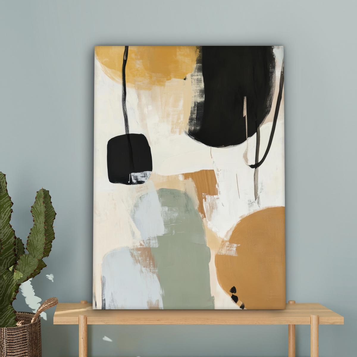 LEINWANDBILD Farbe - Abstrakt - Farben Wandbild Wohnzimmer 60x80 cm - Currygelb, Textil (60/80cm) - MuchoWow