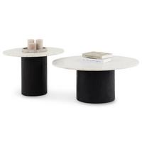 COUCHTISCHSET GANGA/YAMUNA 2er Set weiß - schwarz - Weiß, Holz/Naturmaterialen (80/80/35cm) - IDIMEX