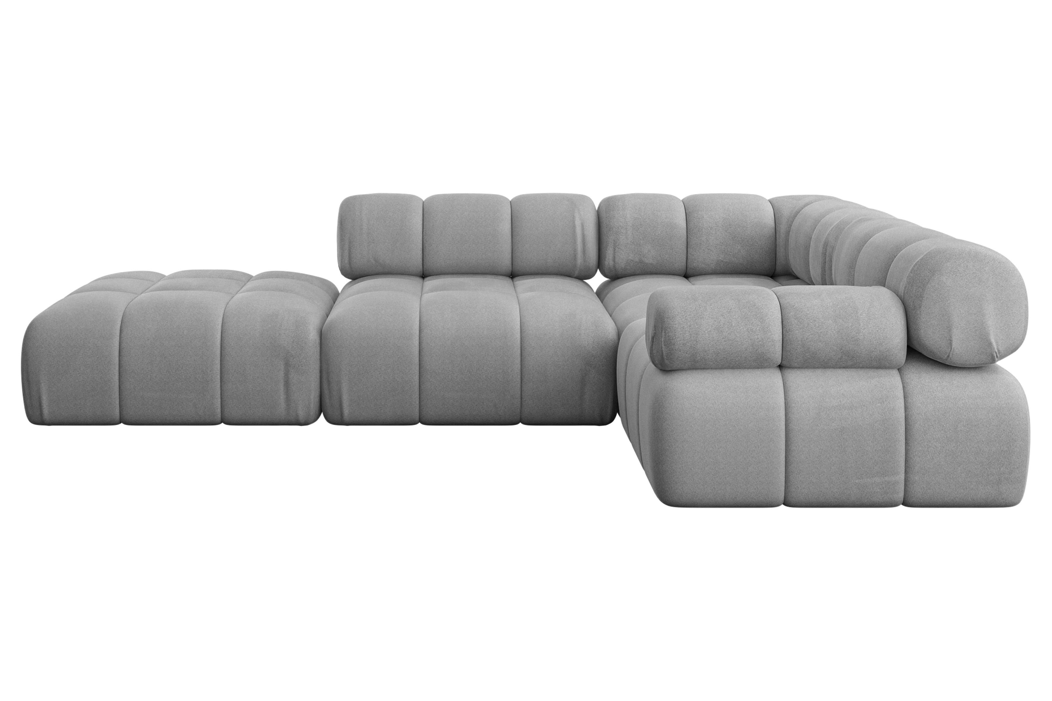 ECKSOFA modulares Sofa Felto-L1 - 285x190x70 cm Hellgrau Velours - Hellgrau, Holzwerkstoff/Textil (285/190cm) - ALTDECOR