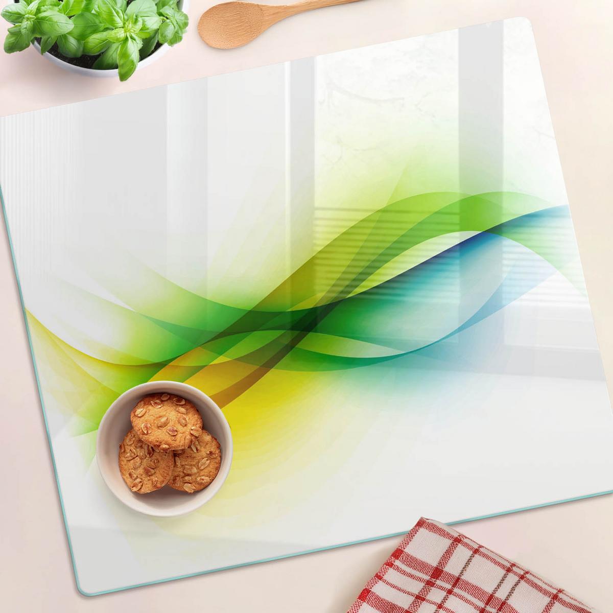 GLASPLATTE 60x52 cm Abstrakte Wellen - Multicolor, Glas (60/0.4/52cm) - TULUP