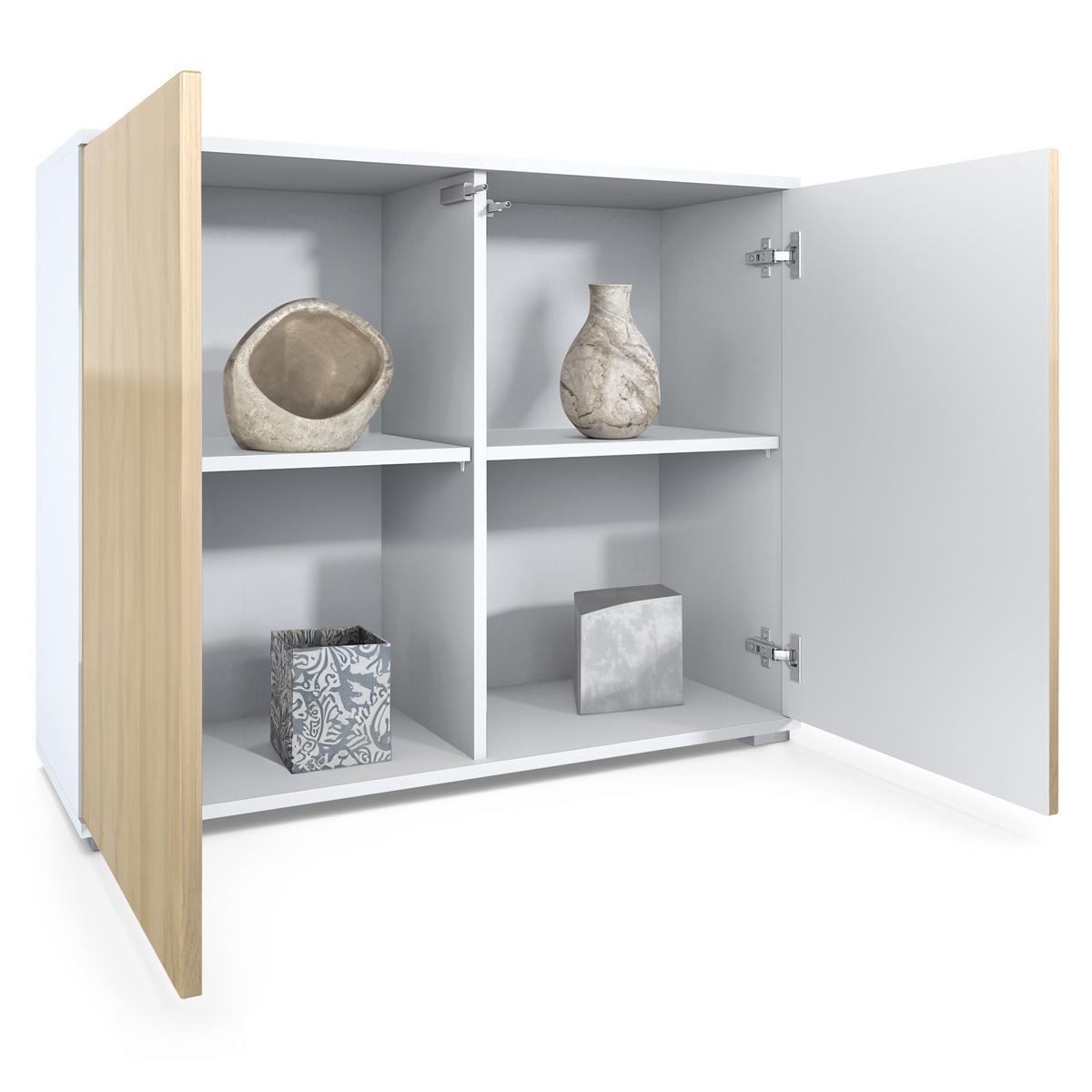 KOMMODE Skadu Weiß Hochglanz - Weiß Hochglanz, Holzwerkstoff (92.5/75.5/35cm) - Vladon