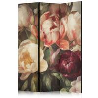 PARAVENT Beidseitig Bedruckter 3-tlg 135x172 cm Bl hende Pfingstrosen - Multicolor, Holz/Textil (135/172/3cm) - Muralo