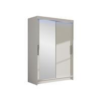 KLEIDERSCHRANK Miami VI, mit RGB LED Beleuchtung - Silberfarben/Weiß, Holzwerkstoff/Kunststoff (120/200/58cm) - MIRJAN24