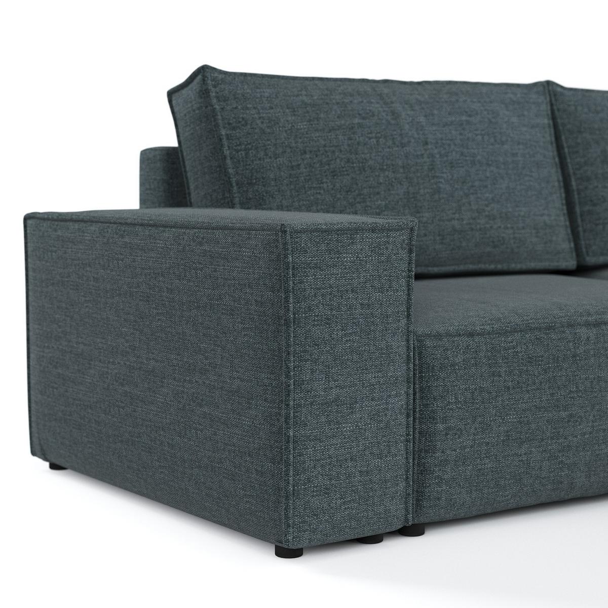 ECKSOFA CAVO mit Schlaffunktion Blaugrau im City Stoff - Blaugrau/Schwarz, Holz/Holzwerkstoff (255/148cm) - AltaBeds