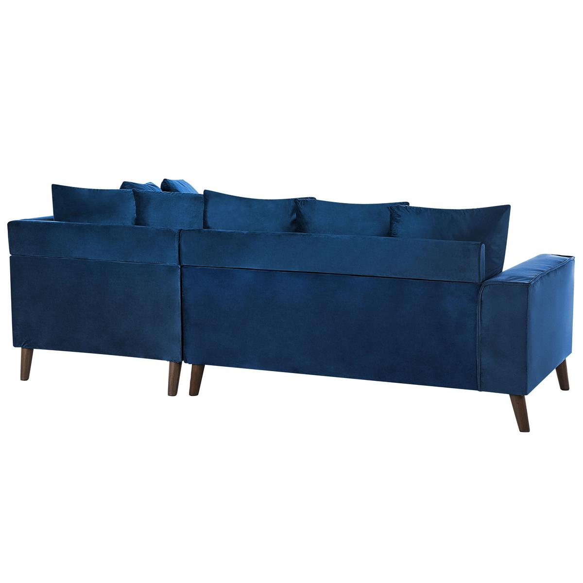 3-SITZER-ECKSOFA Samtstoff Marineblau rechtsseitig Grena - Hellblau, Textil (231/152cm) - Beliani