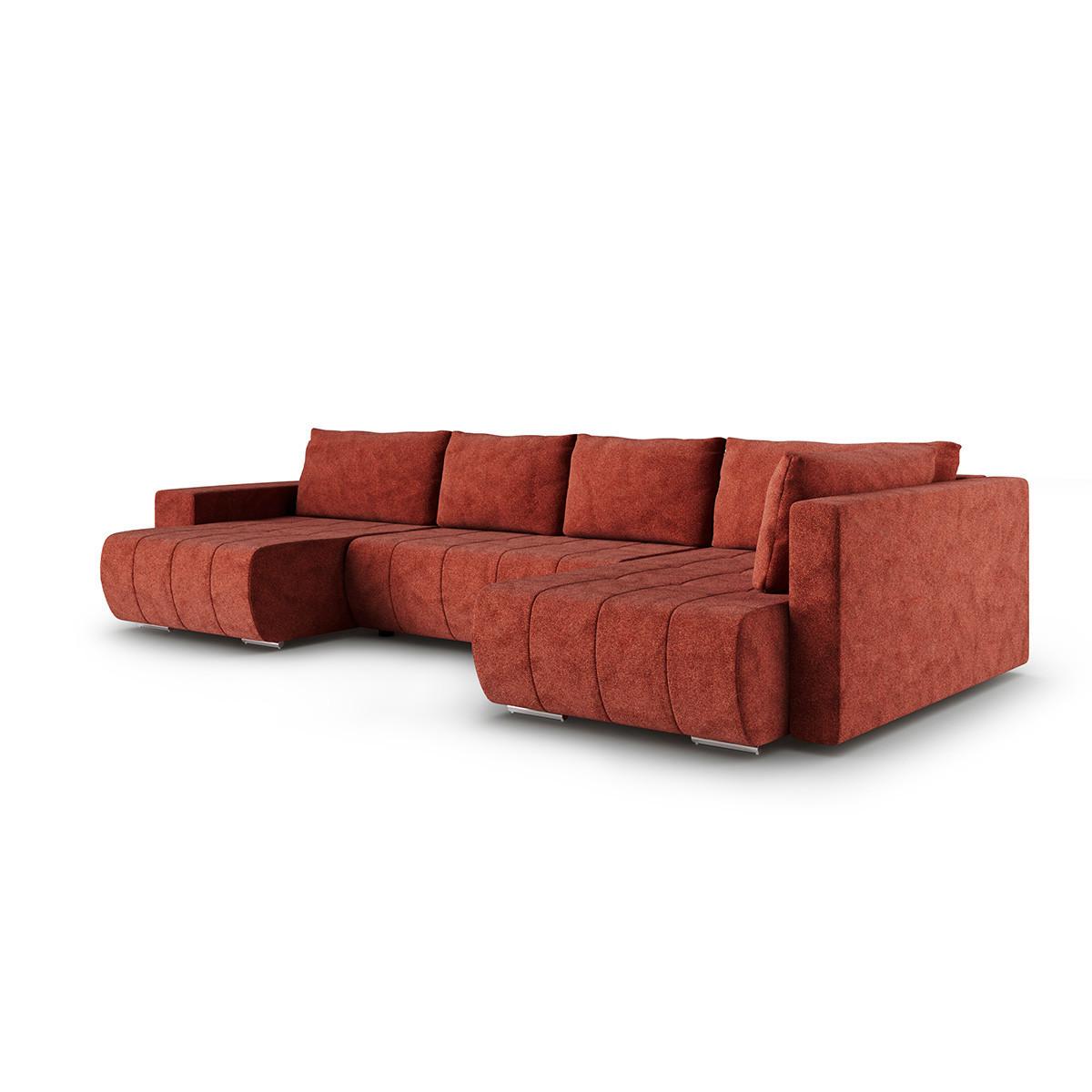 PANORAMASOFA Sergio 5 Sitzplätze Terracotta - Orange, Holz (392/82/185cm) - Petits-meubles
