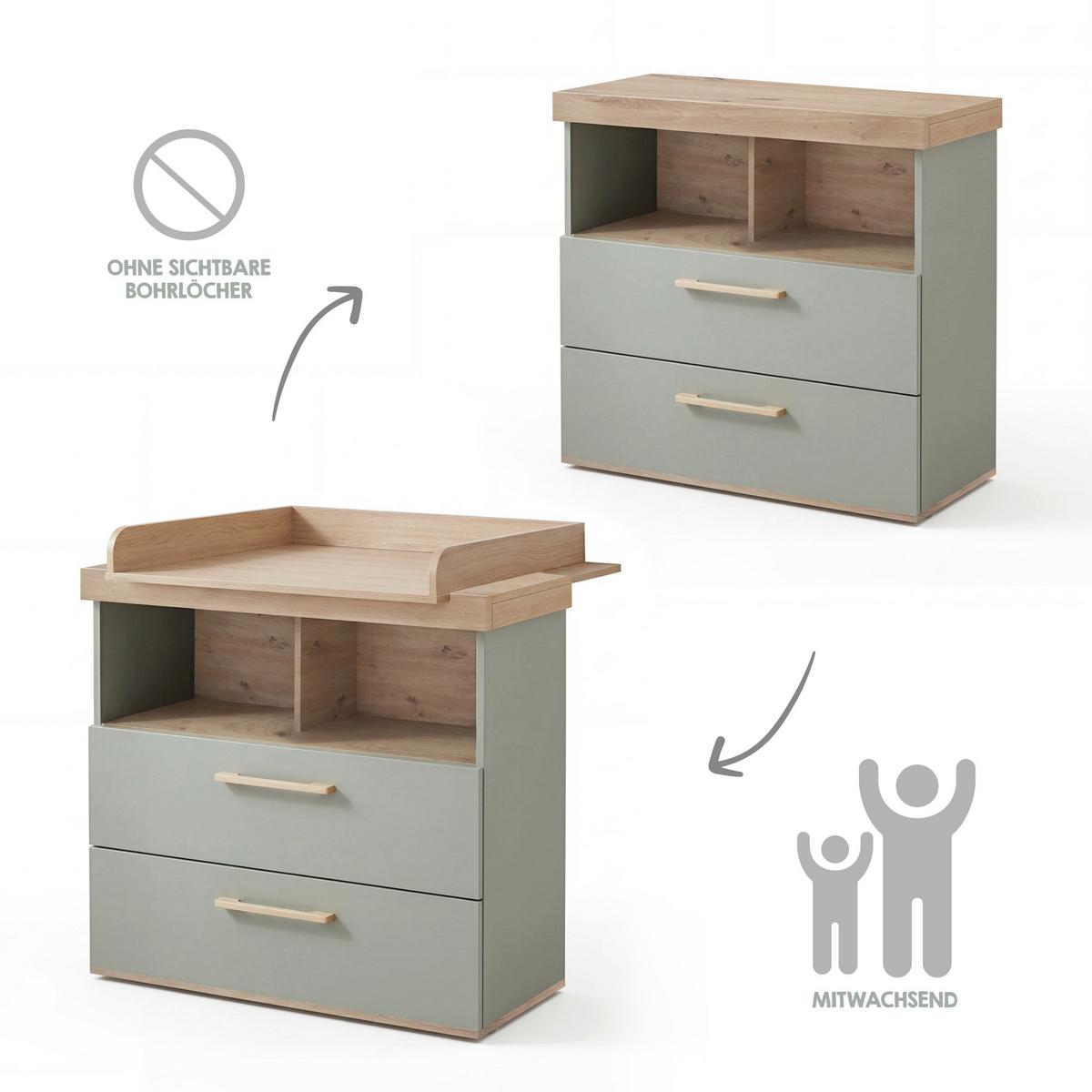 BABYZIMMER-SET Jimmy 2-teilig - Salbeigrün, Holzwerkstoff (143/103/77cm) - Roba
