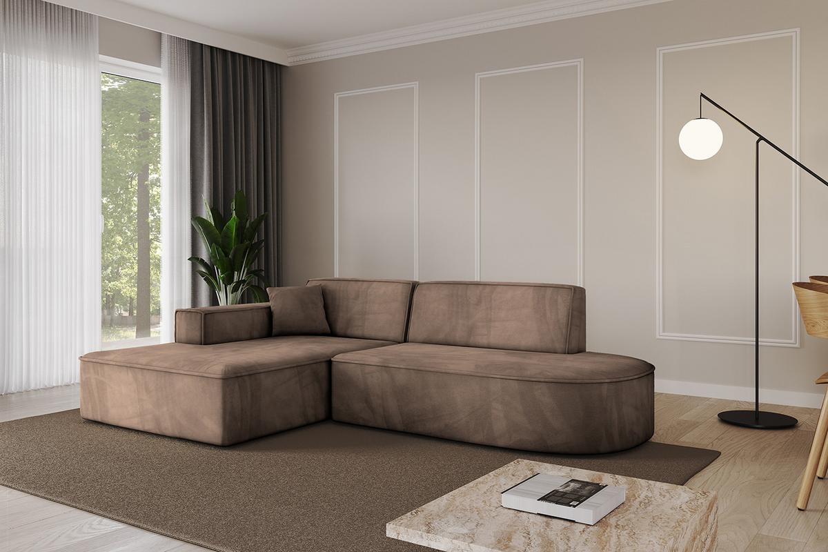 ECKSOFA Ottomane Links IREA-L1-v4 - 232x165x77 cm Braun - Braun, Holzwerkstoff/Textil (232/165cm) - ALTDECOR