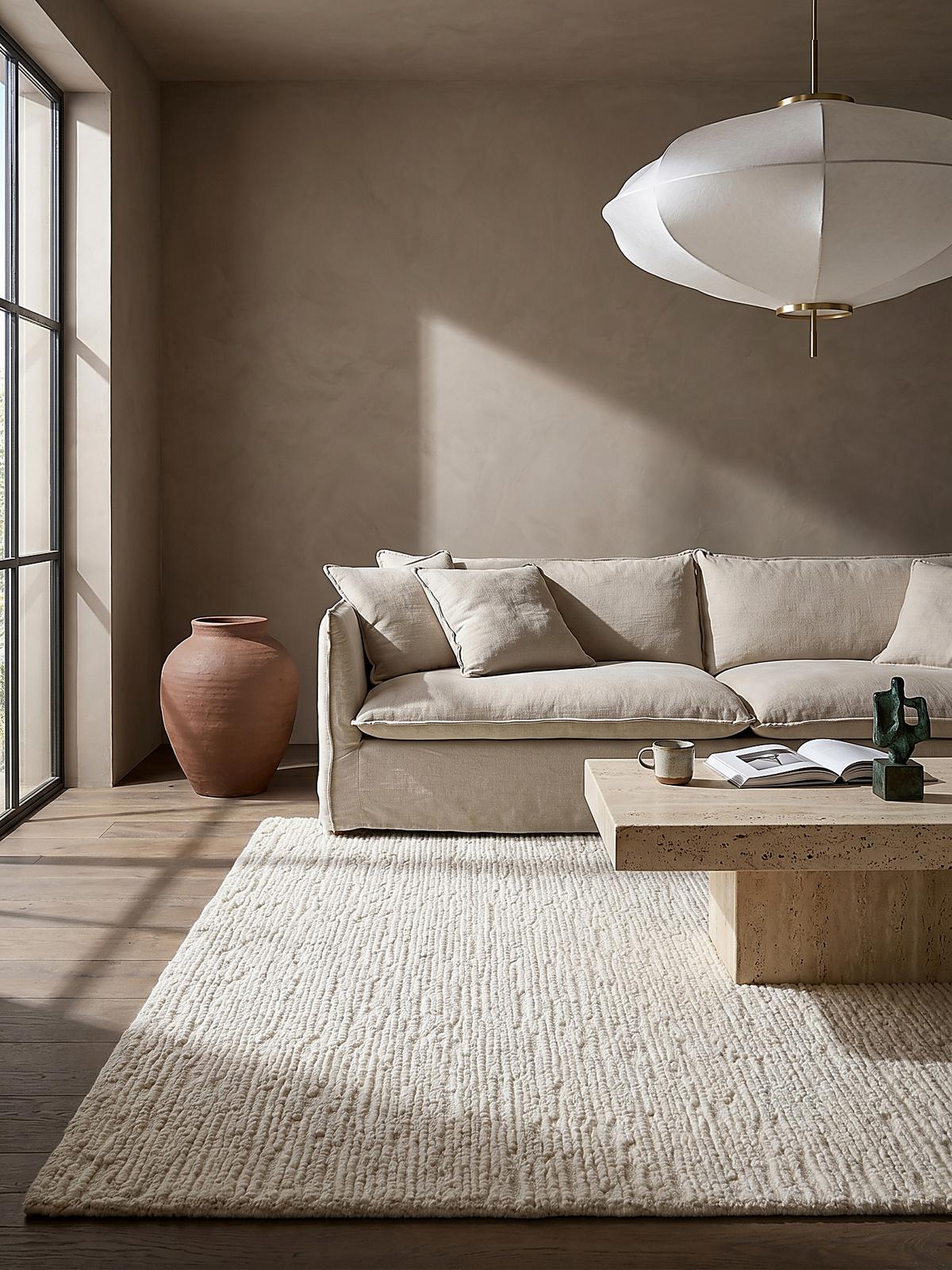 WOLLTEPPICH ALNE, einfarbig, Creme, 200 x 290 cm - Creme, Textil (290/200cm) - KADIMA DESIGN