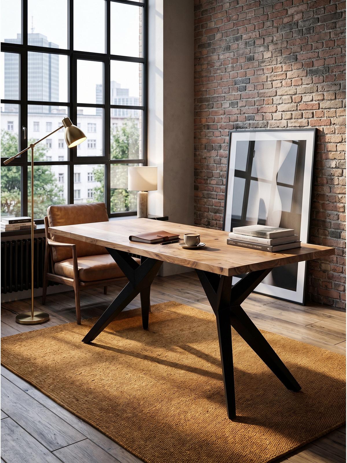 SCHREIBTISCH BLAVET, Akazie Massivholz, Akazie-Schwarz, 160 x 80 x 76 cm - Schwarz/Akaziefarben, Holz/Metall (80/160/76cm) - KADIMA DESIGN