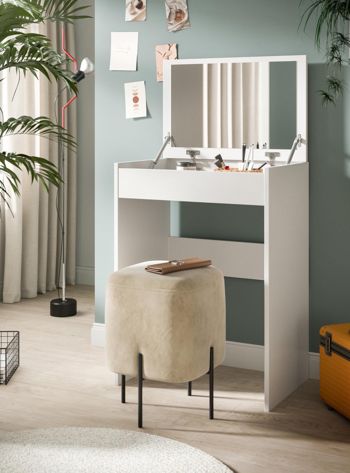 SCHMINKTISCH in weiß 62 x 84 cm, Kosmetiktisch mit Spiegel und Soft-Close - Weiß, Glas/Holzwerkstoff (62/84/40cm) - Inn.Furn