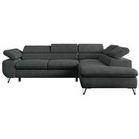 ECKSOFA PETER L Dunkelgrau Struktur - Rechts Seite - Dunkelgrau/Schwarz, Textil/Metall (273/208cm) - MKS