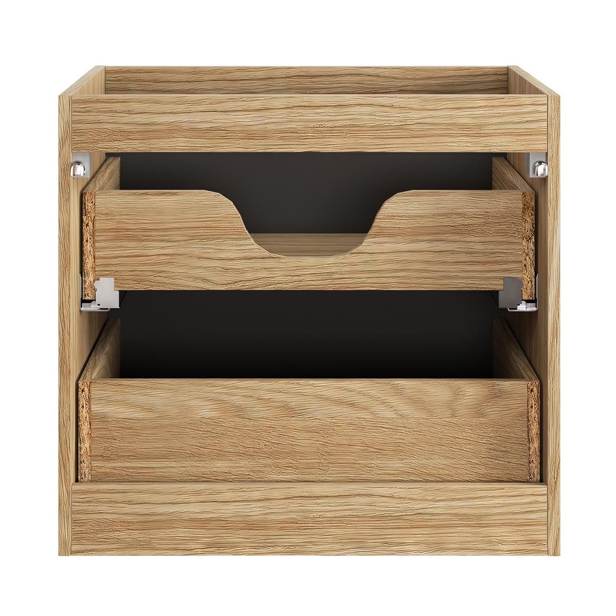 WASCHBECKENUNTERSCHRANK Ocean 2 Schubladen Schwarz Matt mit Eiche - 60 x 46 x 59 cm - Eichefarben/Schwarz, Holz (60/59/46cm) - Badplaats