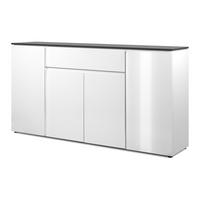 SIDEBOARD weiß Glanz, grau 178 cm, große Kommode mit 6 Fächern - Chromfarben/Silberfarben, Holzwerkstoff/Kunststoff (177.5/92/40cm) - Furn.Design