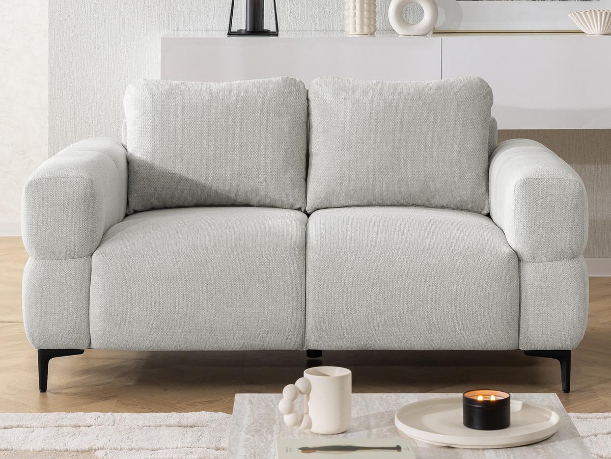 2-SITZER-SOFA Cardea in Bubble-Optik aus weichem Hellgrau Strukturstoff mit hohem Sitzkomfort - Hellgrau/Schwarz, Holz/Textil (154/80/97cm) - S-Style Möbel