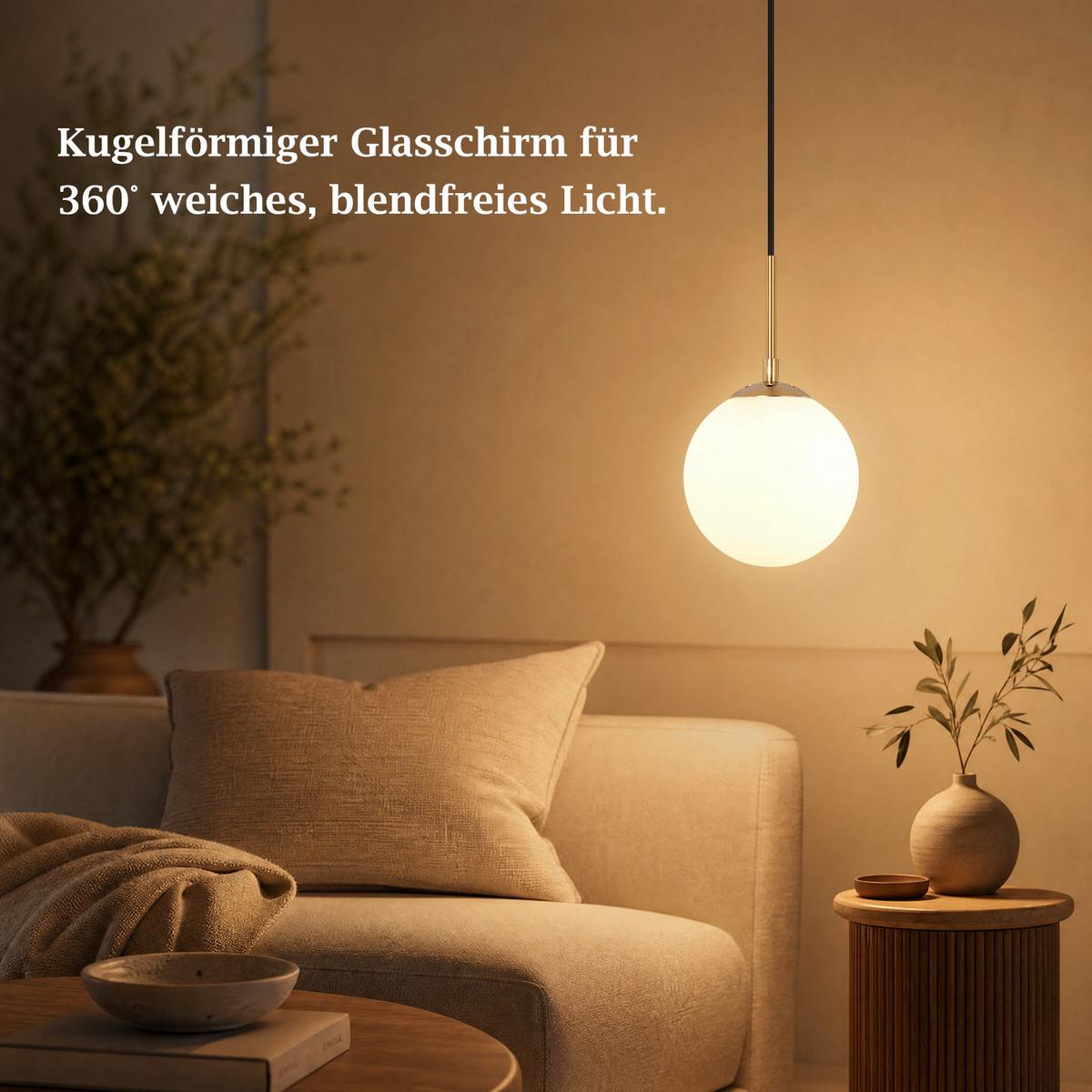 PENDELLEUCHTE Myrith 15/15/150 cm - Goldfarben/Weiß, Glas/Metall (15/15/150cm) - ZMH