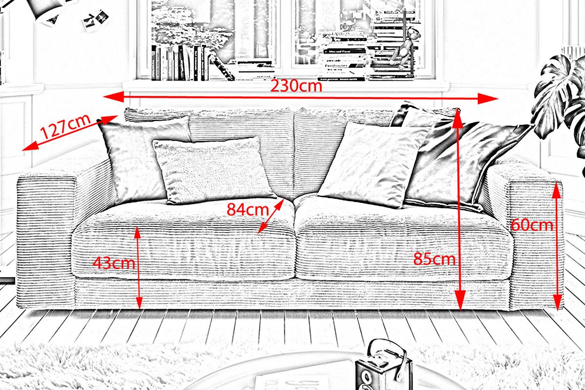 SOFA 2-SITZER MADELINE Grün Cord - Schwarz/Olivgrün, Kunststoff/Textil (230/85/127cm) - KAWOLA