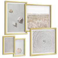 BILDER SET 5er Set - 50x50 cm & 20x30 cm & 40x60 cm Goldrahmen - Leichte Boho-Sandtexturen - Goldfarben, Kunststoff (40/60cm) - TULUP