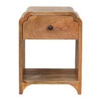 NACHTTISCH Massivholz Newton Mini Oak-ish, 1 Schublade und Offenes Regal, Beige - Eichefarben/Beige, Mangoholz/Holz (30/40/30cm) - Artisan Furniture
