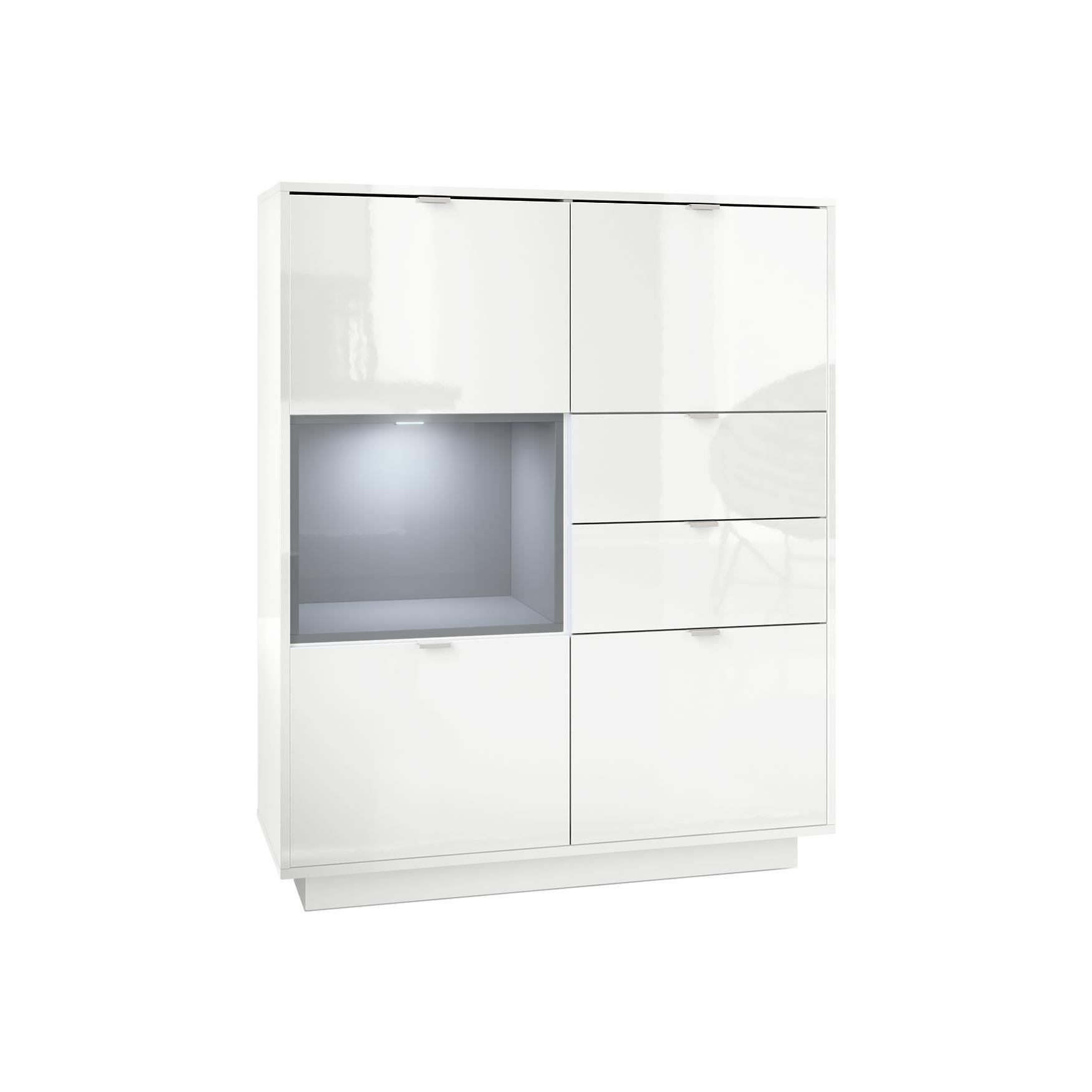 HIGHBOARD Metro Einsatz in Grau Hochglanz - Grau, Holzwerkstoff (103/123/37.5cm) - Vladon