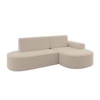 ECKSOFA mit Schlaffunktion und Bettkasten Ottomane Rechts MARI-L1-S - 283x167x73 cm Dunkelbeige Bouclé - Hellbraun/Schwarz, Holzwerkstoff/Kunststoff (167/283cm) - ALTDECOR