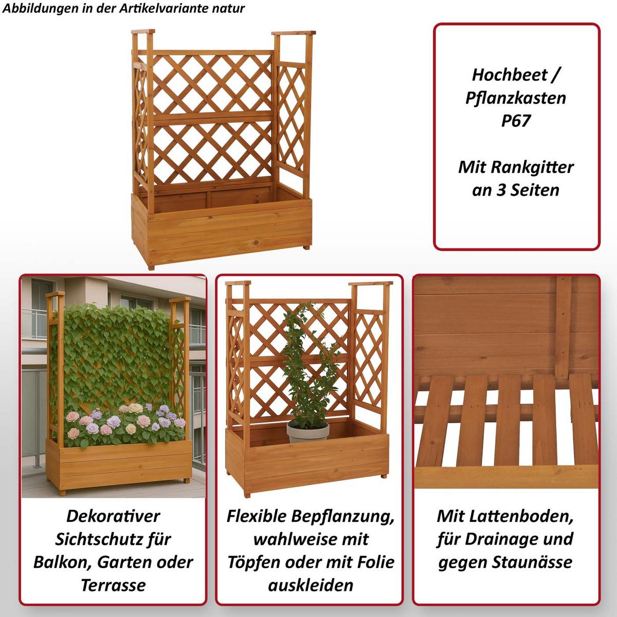 HOCHBEET Braun - Braun, Holz (85/114/44cm) - MCW
