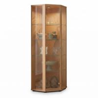 ECKVITRINE 56,5/56,5/176 cm mit LED - Transparent/Silberfarben, Glas/Holzwerkstoff (56.5/176/56.5cm) - K-Möbel