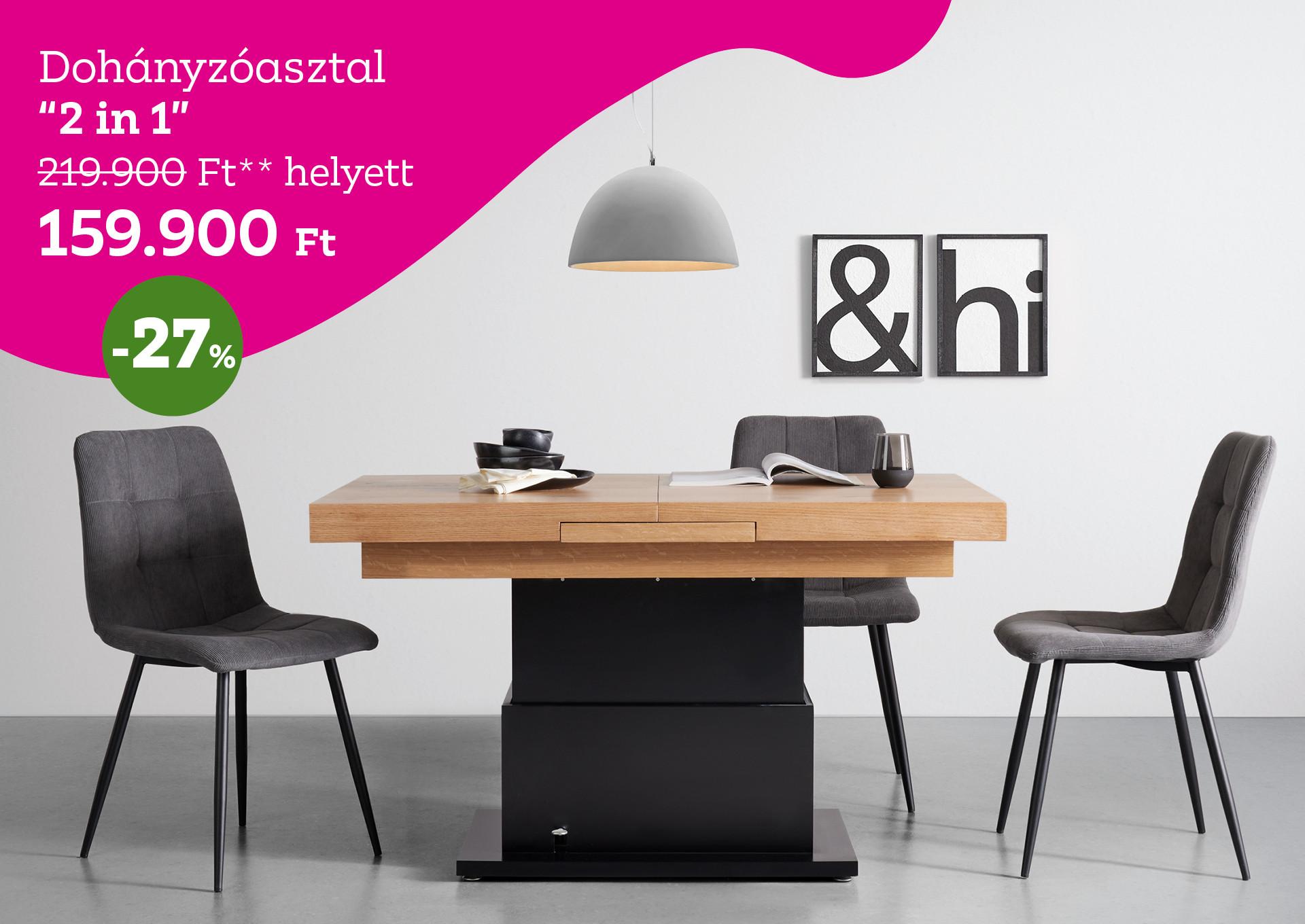 Dohányzóasztal  2in 1 219900 Forint helyett 159900 Forint, kedvezmény mértéke 27%