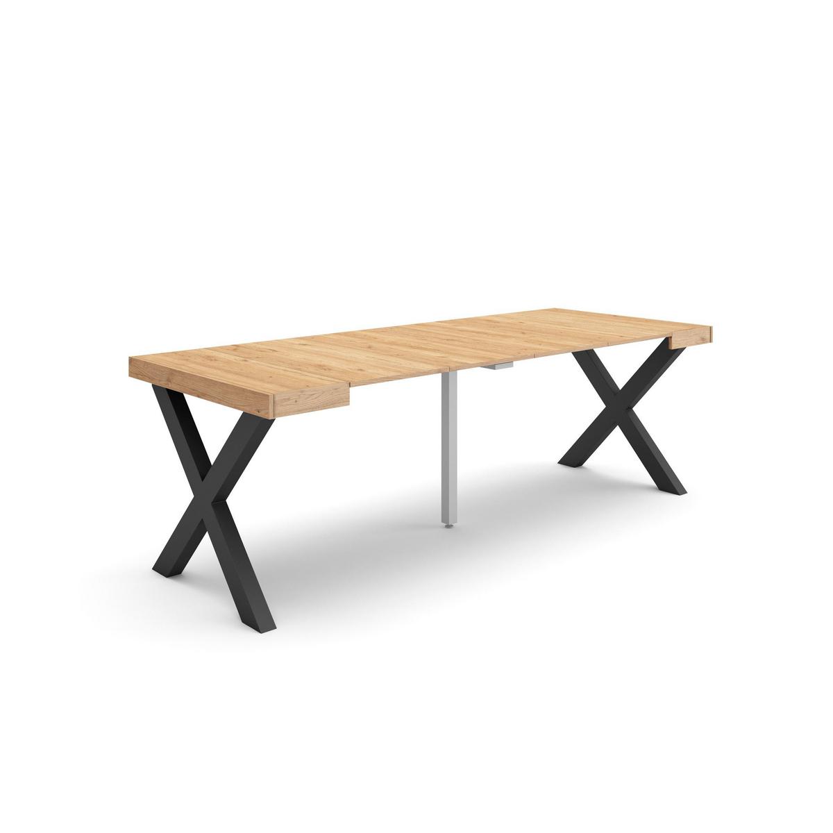 KONSOLENTISCH ausziehbar 58 bis 222cm, für 10 Gäste, eiche, 90/58/73cm - Eichefarben, Holzwerkstoff (90/222/73cm) - Skraut Home
