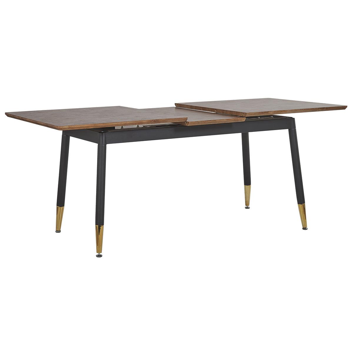 ESSTISCH 160-200/90/78 cm Dunkelbraun, Schwarz, Goldfarben Rechteckig California - Dunkelbraun, Holzwerkstoff (200/90/78cm) - Beliani
