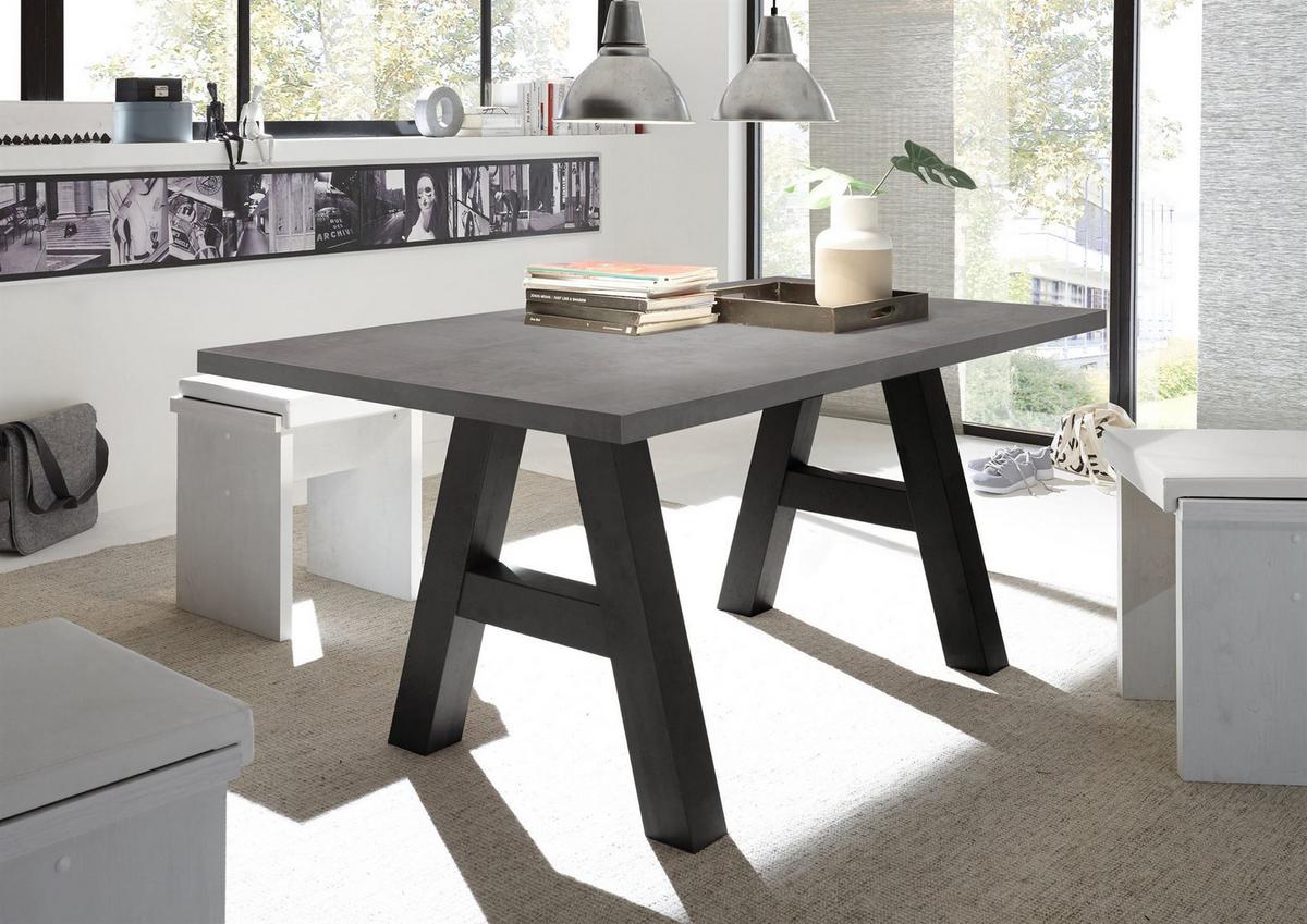 ESSZIMMERTISCH Elia 8 160 x 90 x 75 Esstisch Schwarzstahl/Graphit - Hellgrau, Holz (160/90/75cm) - 58aufmkessel