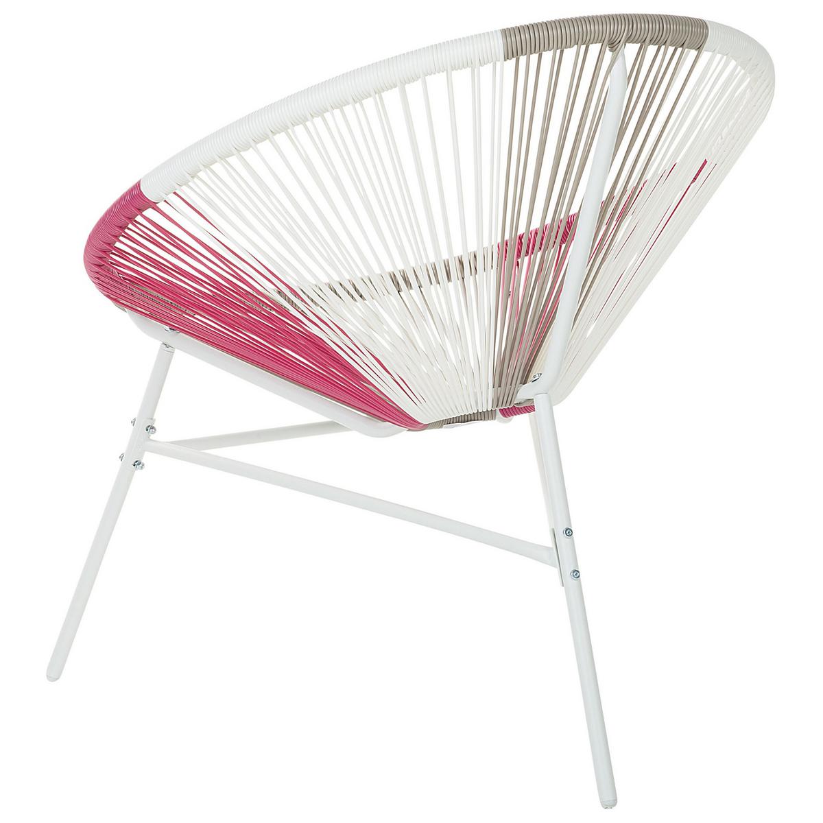 RATTANSTUHL Kunststoff weiß/beige/rosa 76 cm Acapulco - Pink/Beige, Kunststoff (76/85/76cm) - Beliani