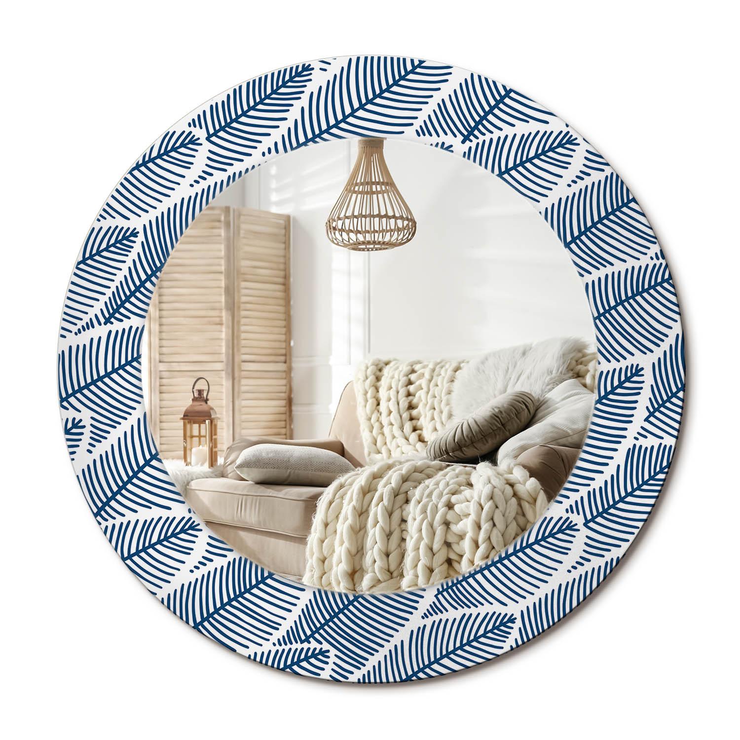 SPIEGEL Rund Ø 50 cm mit Aufdruck - Blau, Glas (50/50/0.4cm) - Wallfluent