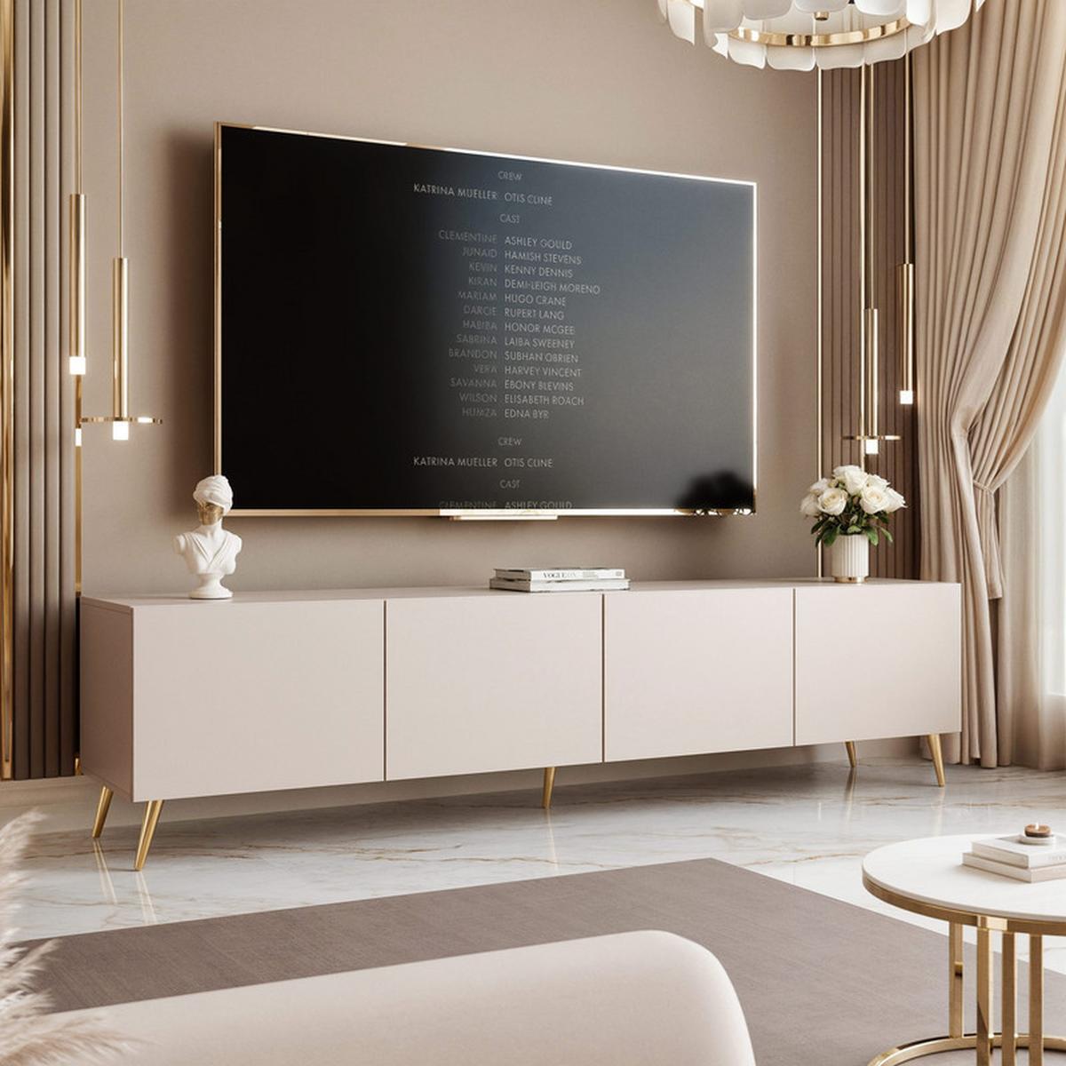 TV-LOWBOARD ANGEL Kaschmir stehend mit LED- Beleuchtung 200 cm - Kaschmir, Holzwerkstoff (200/49/40cm) - Idohome
