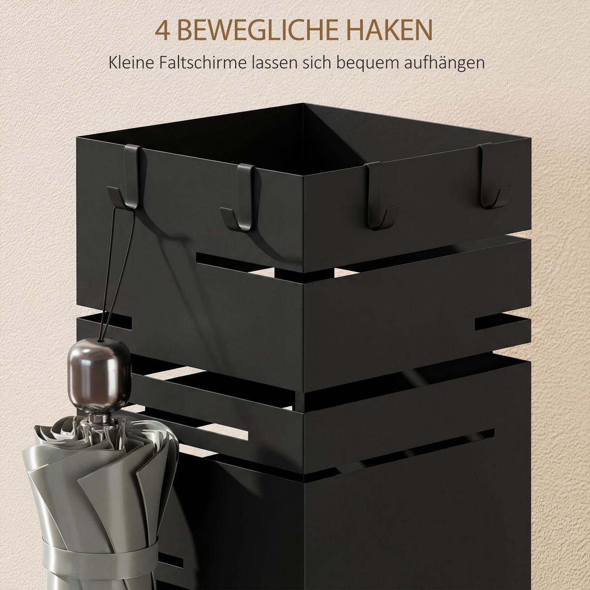 REGENSCHIRMSTÄNDER Metall Kunststoff Schwarz - Schwarz, Metall (15.5/49/15.5cm) - HOMCOM