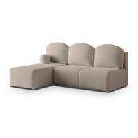 ECKSOFA TRAMA Beige Boucle-Stoff mit Schlaffunktion - Beige, Holz (200/143cm) - MASSENO