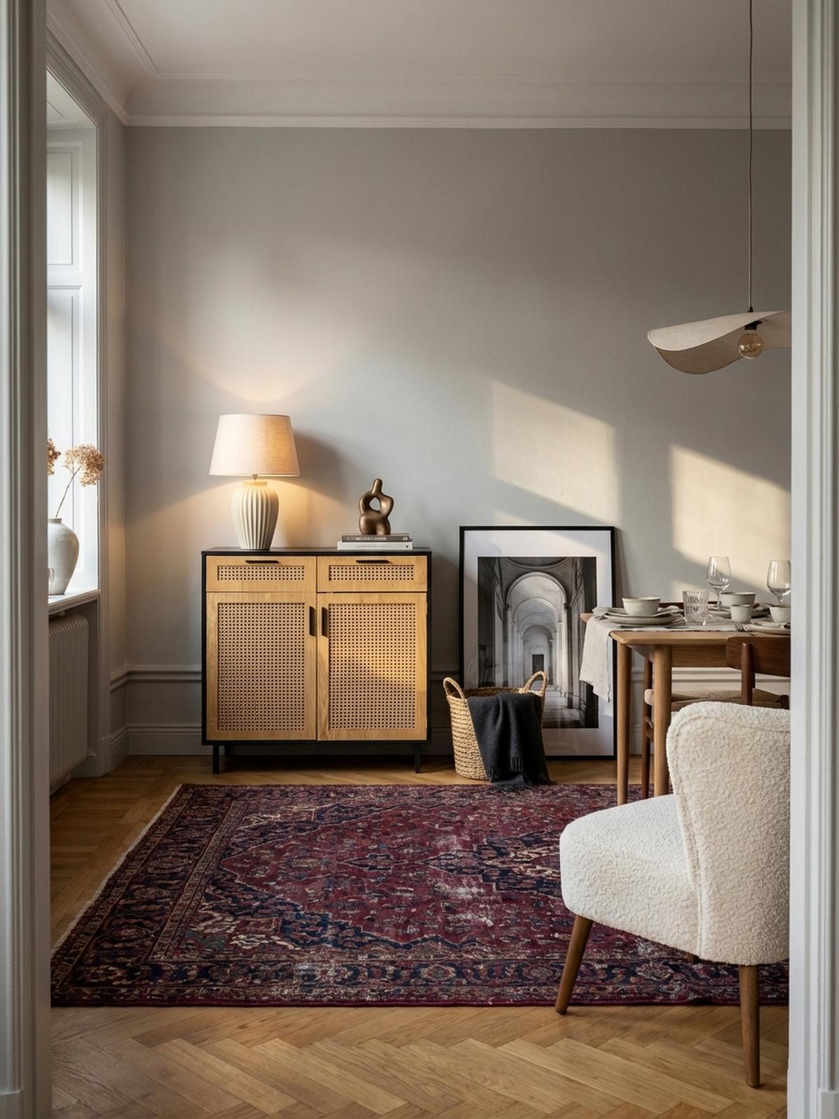 SIDEBOARD – Schwarz, 80x86,5x40 cm, mit Wiener Geflecht, 2 Türen, Schubladen, hoch - Schwarz, Holzwerkstoff/Metall (80/87/40cm) - KADIMA DESIGN