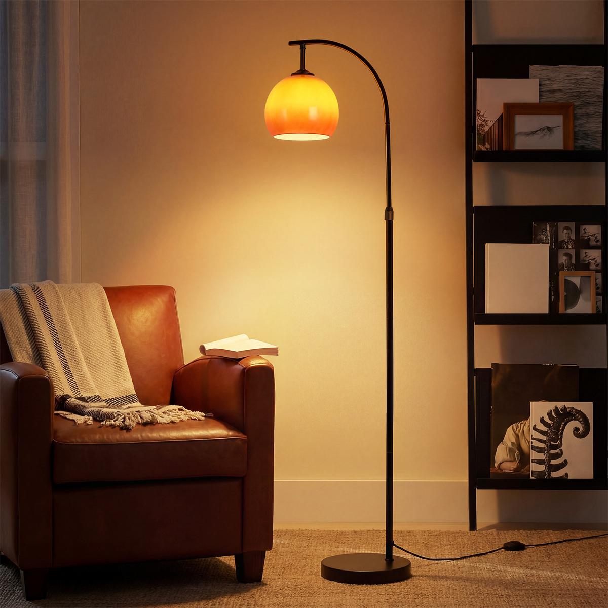 STEHLAMPE Jynvex 40/25/160 cm - Schwarz/Orange, Glas/Metall (40/25/160cm) - ZMH