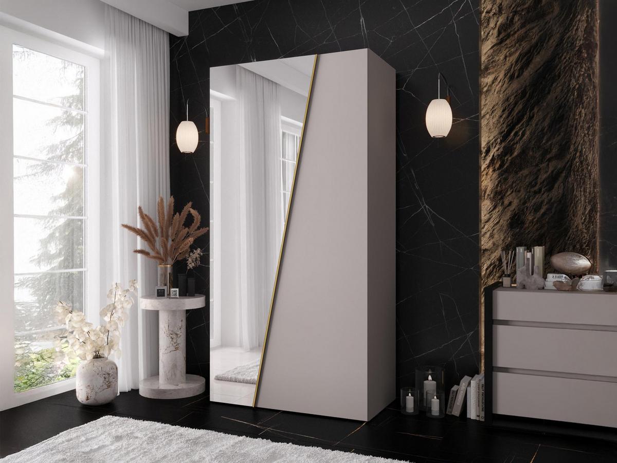 DREHTÜRENSCHRANK Zen 1L 100 cm - Kaschmir/Goldfarben, Holzwerkstoff/Kunststoff (100/202/50cm) - MIRJAN24