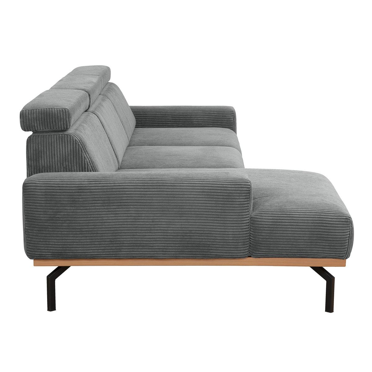 ECKSOFA mit Longchair links Katrien Cordstoff anthrazit - Anthrazit, Kunststoff (135/280cm) - 58aufmkessel