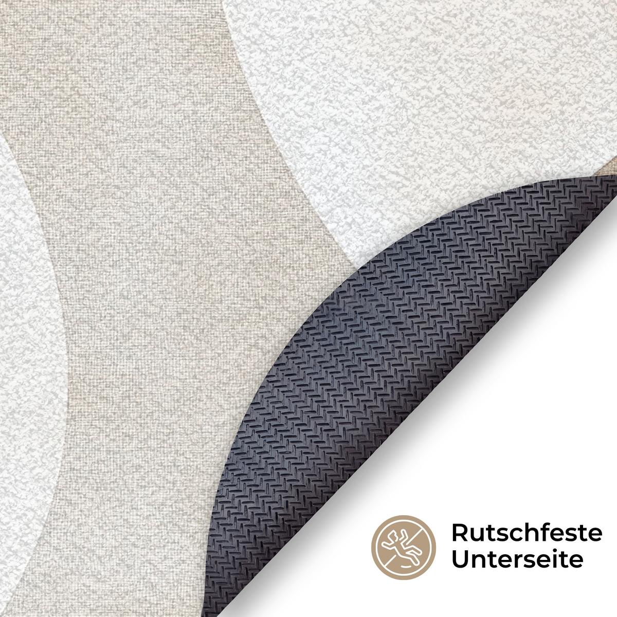 FUSSMATTE Braun - Japandi - Abstrakt Schmutzfangmatte 90x90 cm - Beige, Kunststoff (90/0.4cm) - MuchoWow