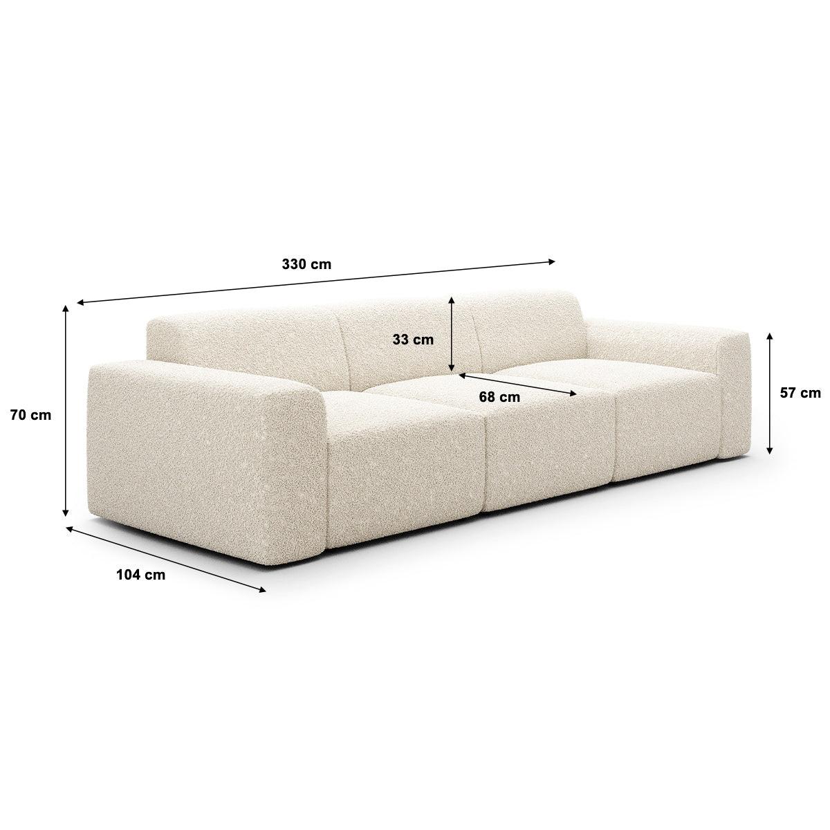SOFA Torino 4 Sitzplätze Beige - Beige, Holz (330/70/104cm) - Petits-meubles